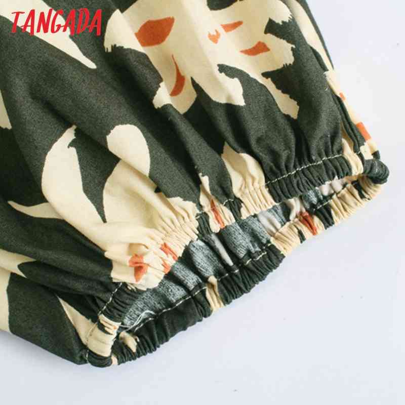 Women Retro Leaf Print Chiffon Shirt Crop Blouse Long Sleeve Chic Female Tops 5Z75 210416