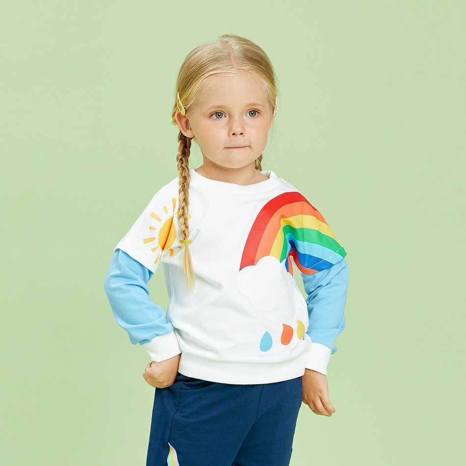 Baby / Toddler Cute Sun Rainbow Print Long-sleeve Pullover 210528