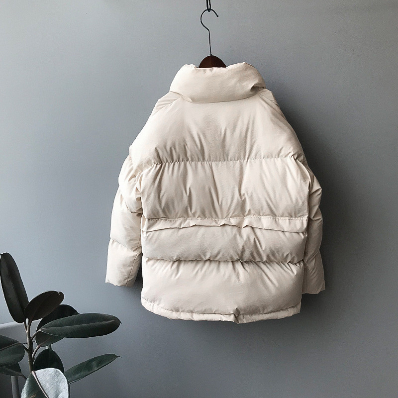 Winter Solid Women Parkas Fashion Long Sleeve Stand Collar Jacket Casual Warm Single-breasted Female Coat Loose Outwear Jackets 210515