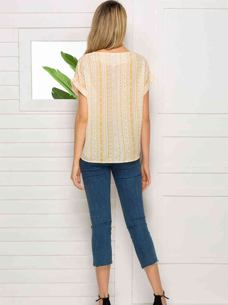 beauty Boho Vintage Print Deep V-neck Summer Blouses Women Holiday Chic Irregular Chiffon Tops Female Beach Blouse 210514