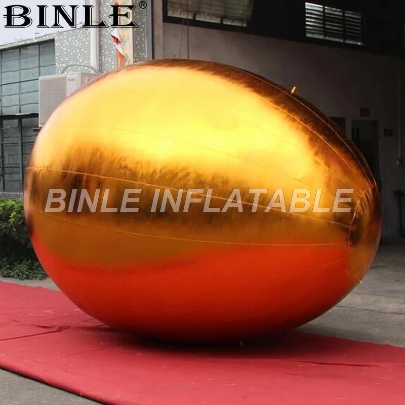 High quality attractive 3m 6m giant inflatable easter egg with shinning golden color for outdoor holiday decoration