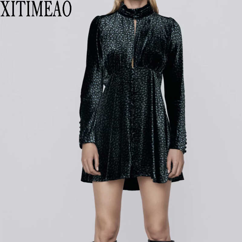 ZA Vintage Floral Printed Velvet A-line Dres Casual Long Sleeve Spring Slim High Collar es Female Print 210604, Navy blue
ZA Vintage Floral Printed Velvet A-line Dres Casual Long Sleeve Spring Slim High Collar es Female Print 210604, Navy blue