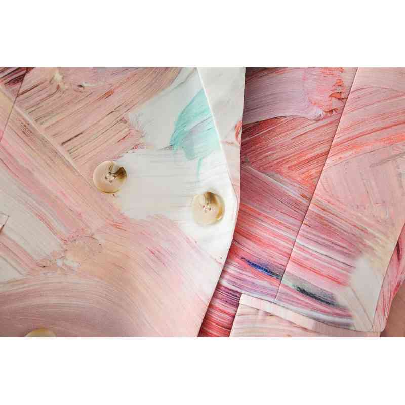 elegant women gouache graffiti blazer fashion double breasted jackets causal female print suits sweet girls chic sets 210527