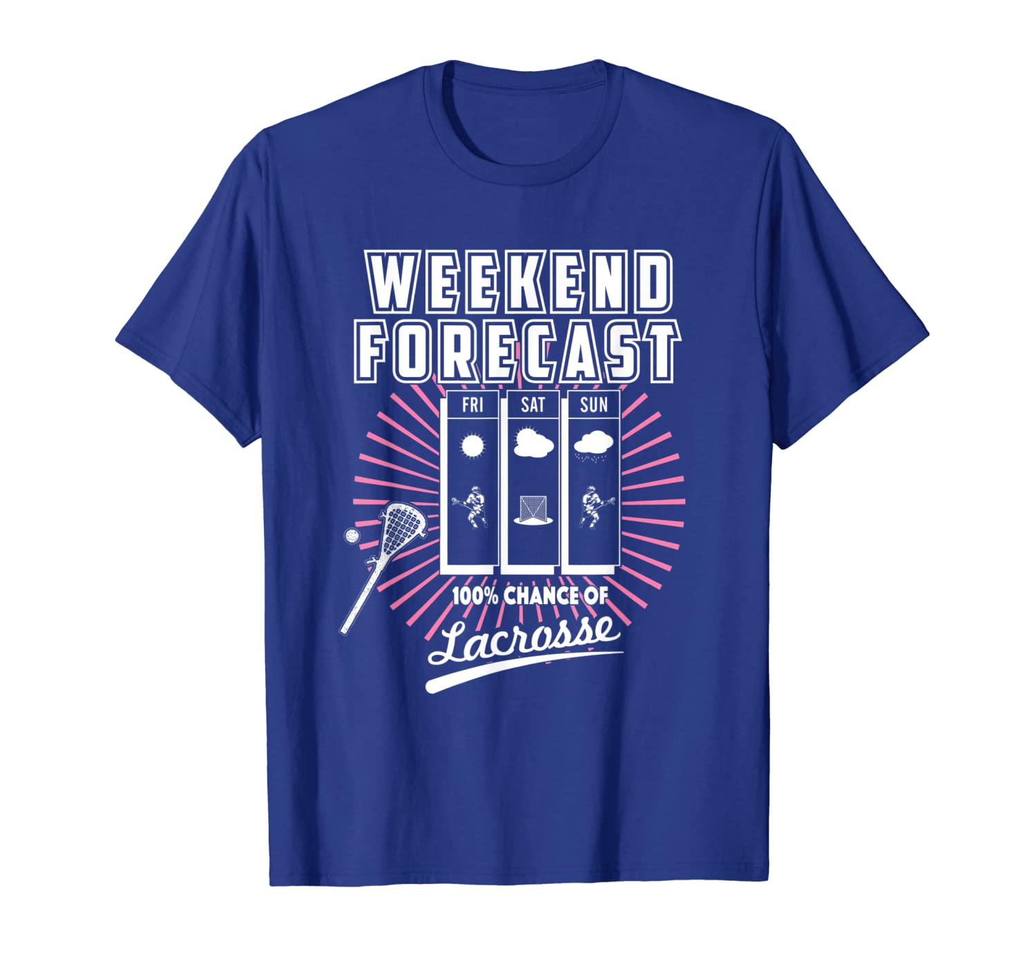 weekend forecast 100% chance of lacrosse gift for girls t-shirt, White;black