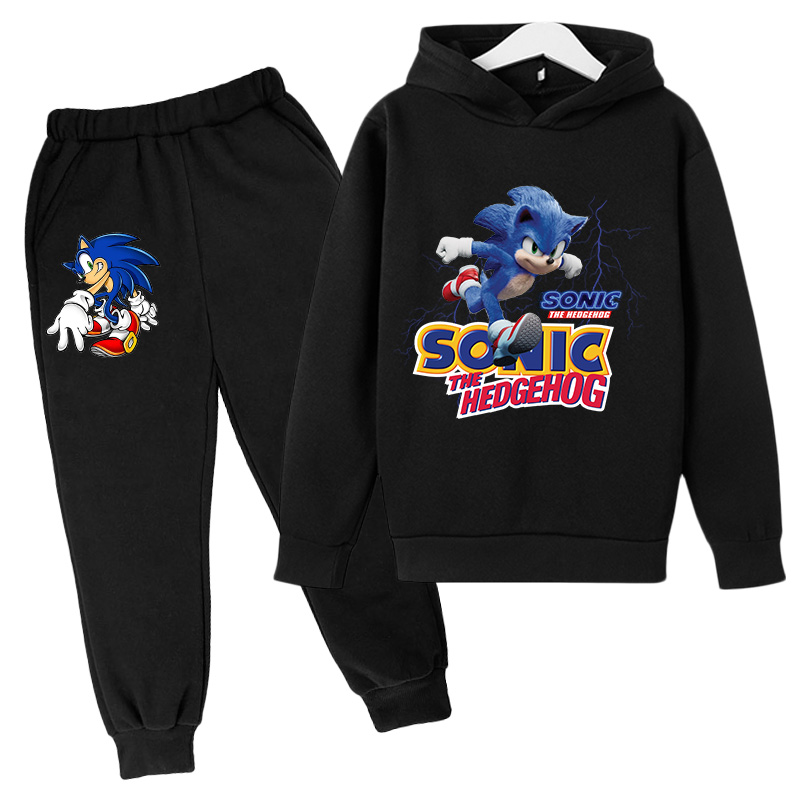 2021 New Sonic Hoodie Frozen Children's Cotton Suit Boy Clothing Toddler Teen Girl Clothing Spring Autumn Clothing Cute Set Fit