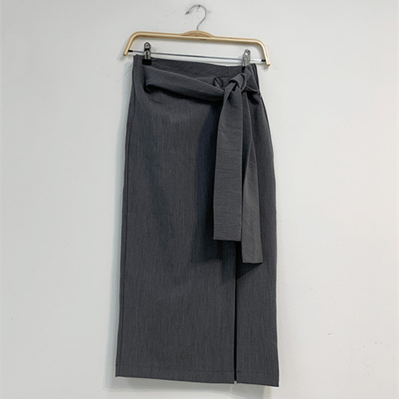 Autumn Work Wear High Waist Suit Skirt OL Elegant Female Solid Lace-up Split Package Hip Pencil Skirts Womens 210421