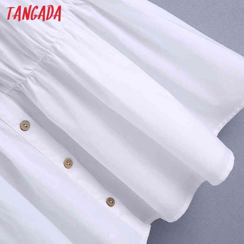 Women Fashion Square Collar White A-line Dress Vintage Long Sleeve Female Short Dresses Vestidos Mujer BE510 210416