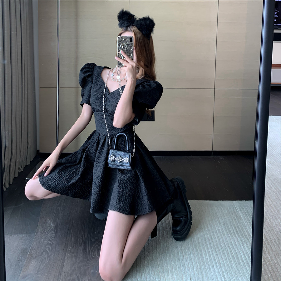 Summer Sweet White Vintage Dress Korea Women Elegant Puff Sleeve Slim Waist Party Mini Female 210519