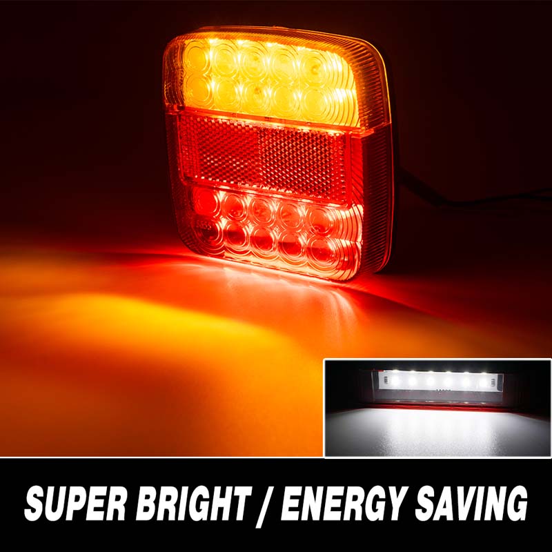 Car Lamp 26LED Submersible Trailer Lights Stop Tail Turn Signal Light License Number Plate For Boat Trailers Truck RV Bulbs