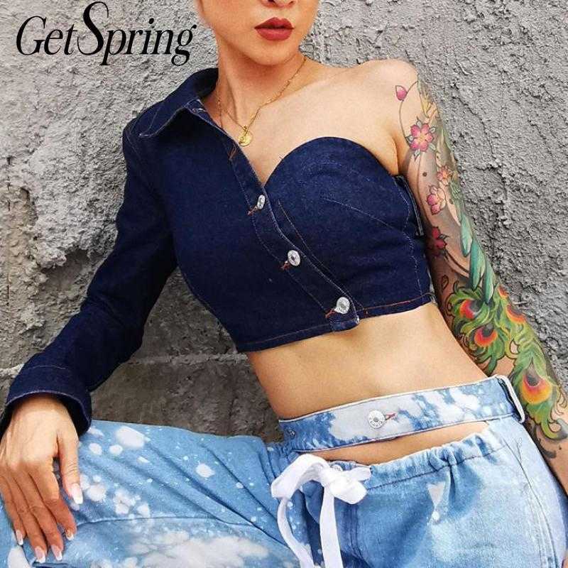 GetSpring Women Denim Coat Jacket One Shoulder Long Sleeve High Waist Short Jean s Coats Irregular Tops 210601, Blue
GetSpring Women Denim Coat Jacket One Shoulder Long Sleeve High Waist Short Jean s Coats Irregular Tops 210601, Blue