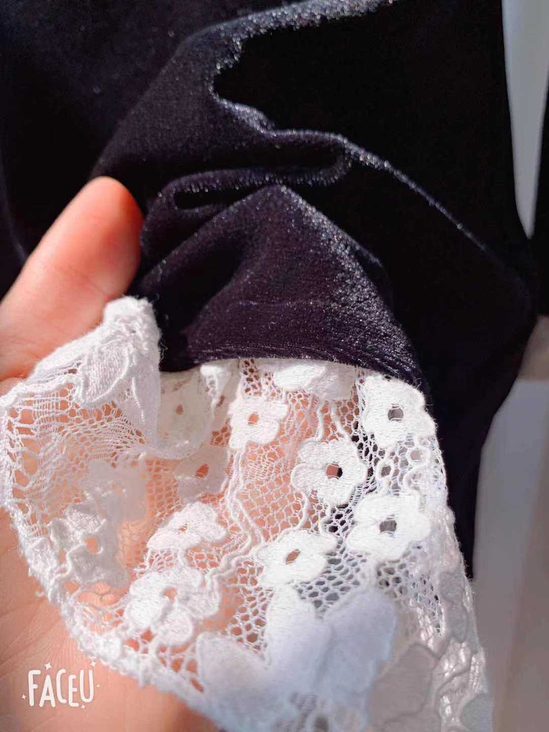 S XL Autumn Dress Girls Female Vintage Long Sleeve Women es Robe Vestido velvet black Christmas Party Evening 210623