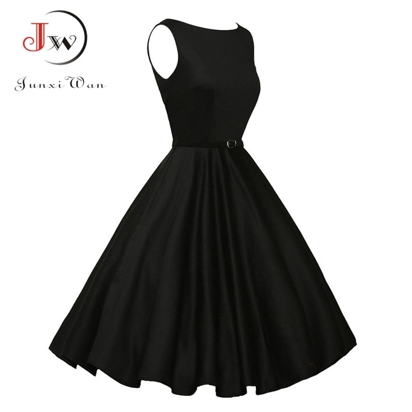 Summer Plus Size Dress Women Red Black Vintage 50s Rockabilly Robe Retro Party Feminino Vestidos 210409