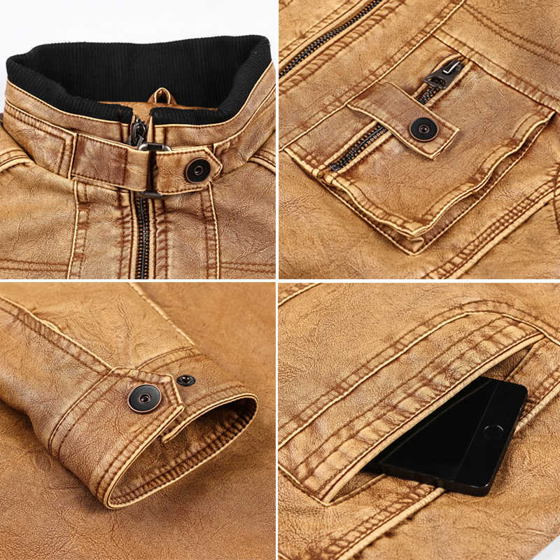 Men's PU Leather Jacket Winter Military Pilot Bomber Jackets Autumn Fashion Outerwear Motorcycle Biker Leather Coat JK18022 211018