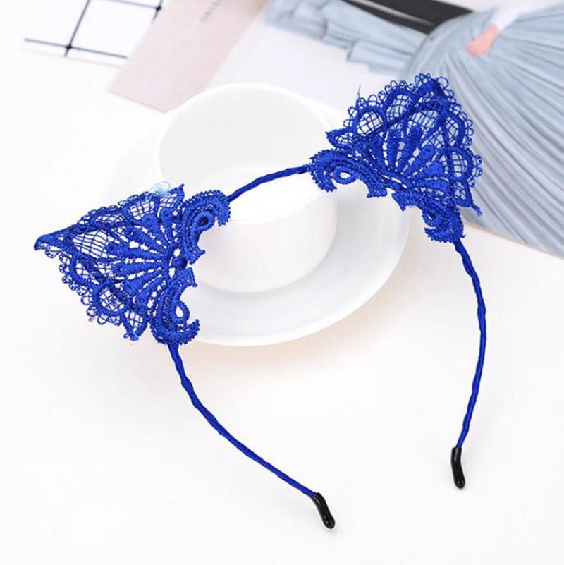 2022 new Lace Headband Cat Ear Girls Head Hoops Elastic Hair Band Wedding Party Photography Style Headwear Women Accessories 9 Colors