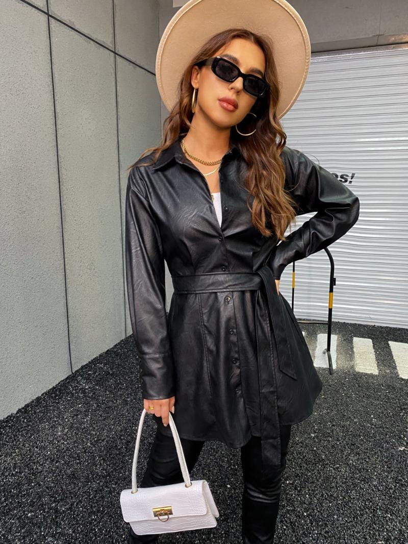 Women's Leather & Faux Women 2021 Fashion Fit Flare Bandage Loose Coat Vintage Long Sleeve Female PU Casual Outerwear Chic, Black
Women's Leather & Faux Women 2021 Fashion Fit Flare Bandage Loose Coat Vintage Long Sleeve Female PU Casual Outerwear Chic, Black