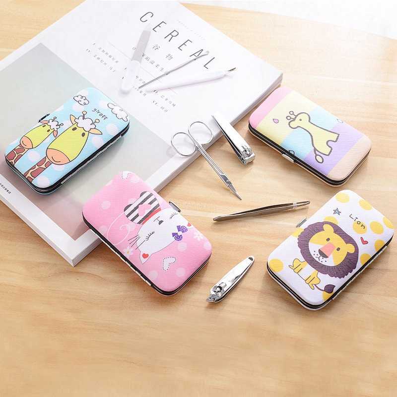 Cartoon Nail Manicure Set 7pcs/set Manicure Pedicure Clipper Kit Nail Art Care Cat Lion Make Up Beauty Accessories