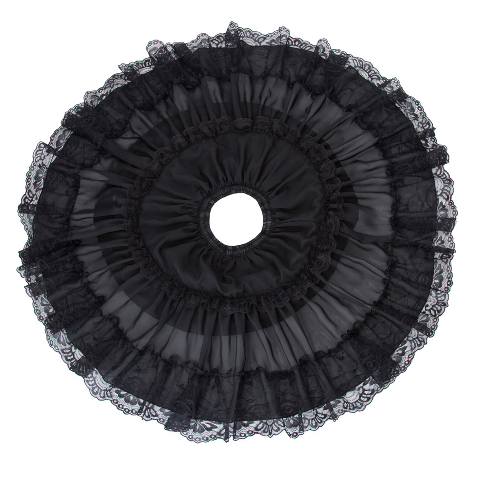 Women's Lolita Skirts Crinoline Petticoat Evening Party Underskirt Vintage Elastic Waist 2-Loop Ruffles Swing Gothic Skirt 210412Z