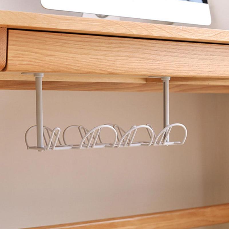 

Hooks & Rails Under Desk Management Tray Table Bottom Power Cable Organizer Plug Storage Basket Shelf Wire Strong Holder Socket Hanging R A5