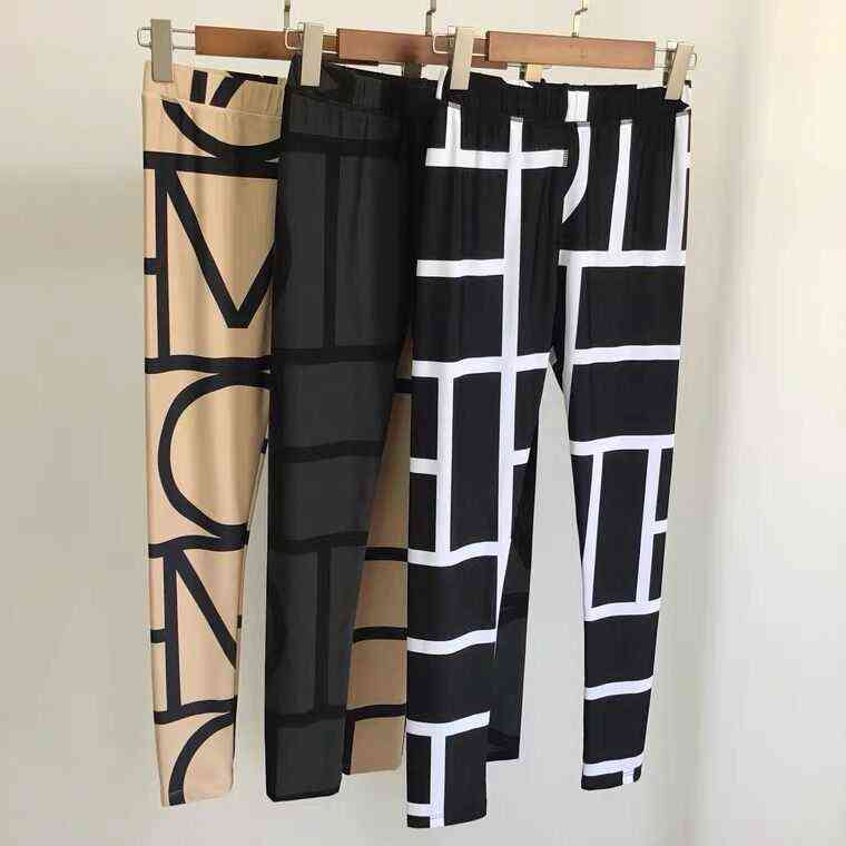 Women High Stretch Leggings Geometric Stripe Ladies Fashion Legging Slim Pants 211215