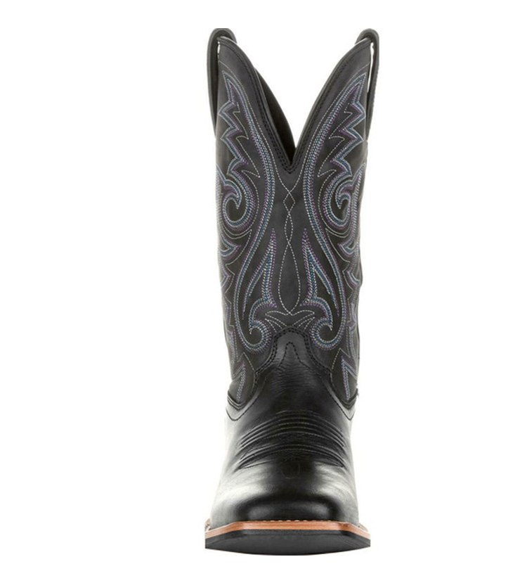 Men Retro middle tube Western Cowboy Boots motorcycle riding embroidery outdoor antiskid Pu sewing deep vmouth sleeve feet DH310