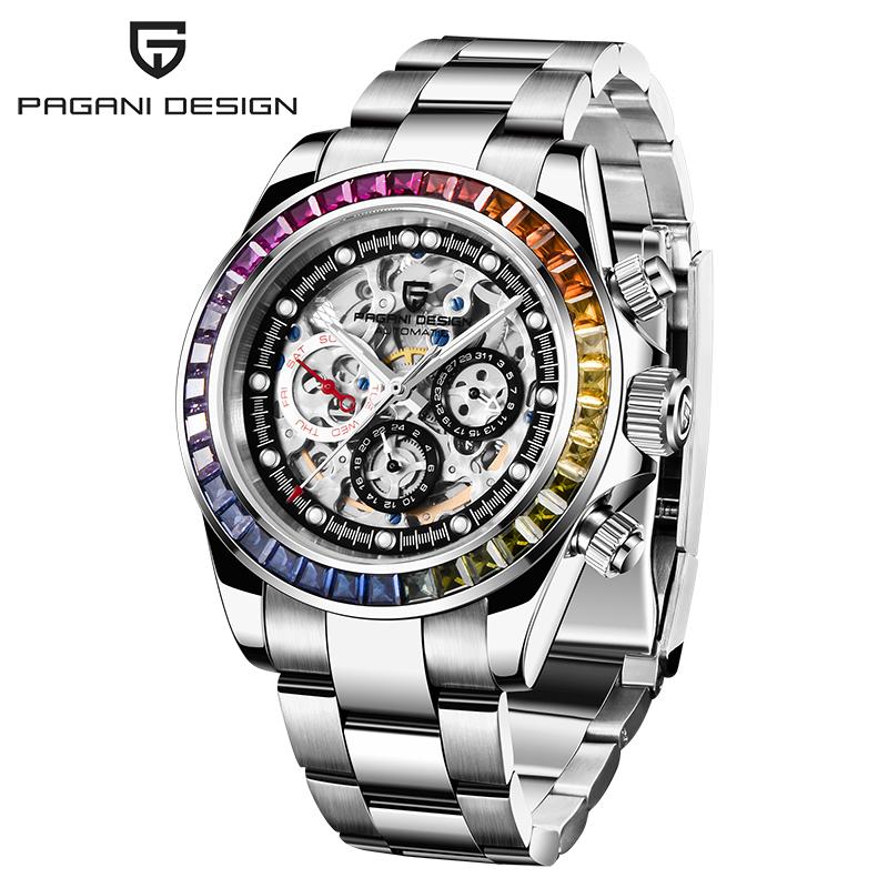Skeleton Automatic Mechanical Watch Fashion Business Men Watches Stainless Steel Sports Luxury Male Clock Wristwatches, Black
Skeleton Automatic Mechanical Watch Fashion Business Men Watches Stainless Steel Sports Luxury Male Clock Wristwatches, Black
