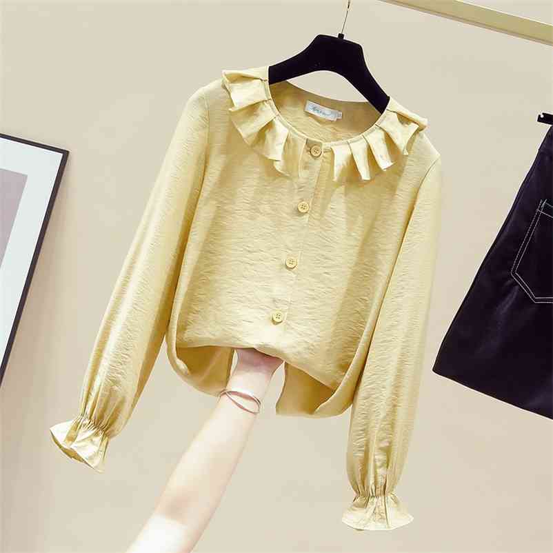 Autumn Women's Ruffles Collar Flare Long Sleeves Casual Shirts Girls Ladies Shirt Blouse Tops A4077 210519, Yellow
Autumn Women's Ruffles Collar Flare Long Sleeves Casual Shirts Girls Ladies Shirt Blouse Tops A4077 210519, Yellow