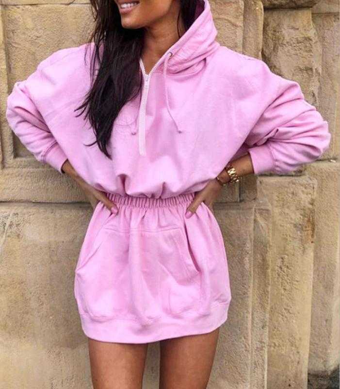 Women Hoodie Hooded Womens Sweatshirts Pullove Long Dress Loose Casual s Woman Tops Autumn Winter 210524