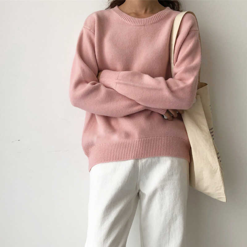 Oversized Cashmere Sweater For Women - Elegant Knitted Pullover With O-Neck, Soft And Loose