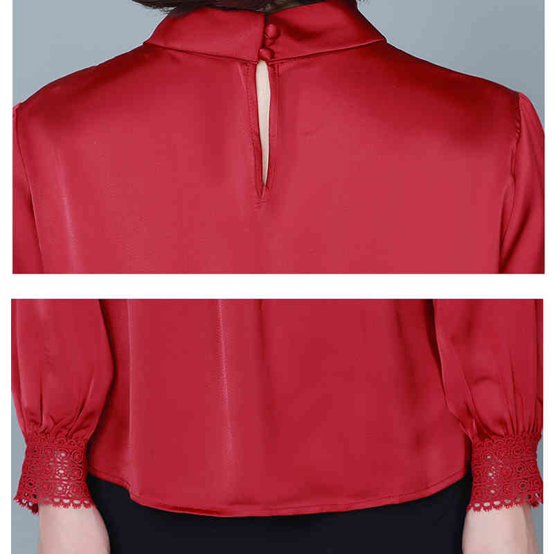 Office Long Sleeve Stand Collar Women's Blouse Autumn Solid Chiffon Shirt Women Plus Size Pullover Ladies Clothing 11581 210415