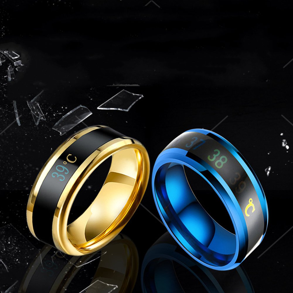 Fashion Technology Design Ring Body Temperature Display Finger Jewelry Stainless Steel Intelligent Ring for Women Men Charm Cool