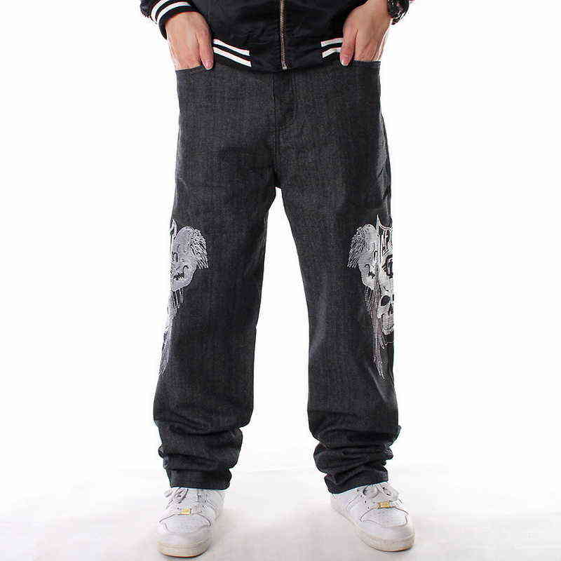 Sale Stripe Denim Jeans Loose Hip Hop Men Printed Hiphop Hip-hop Embroidered Skull Influx Of Casual Skateboard 211111