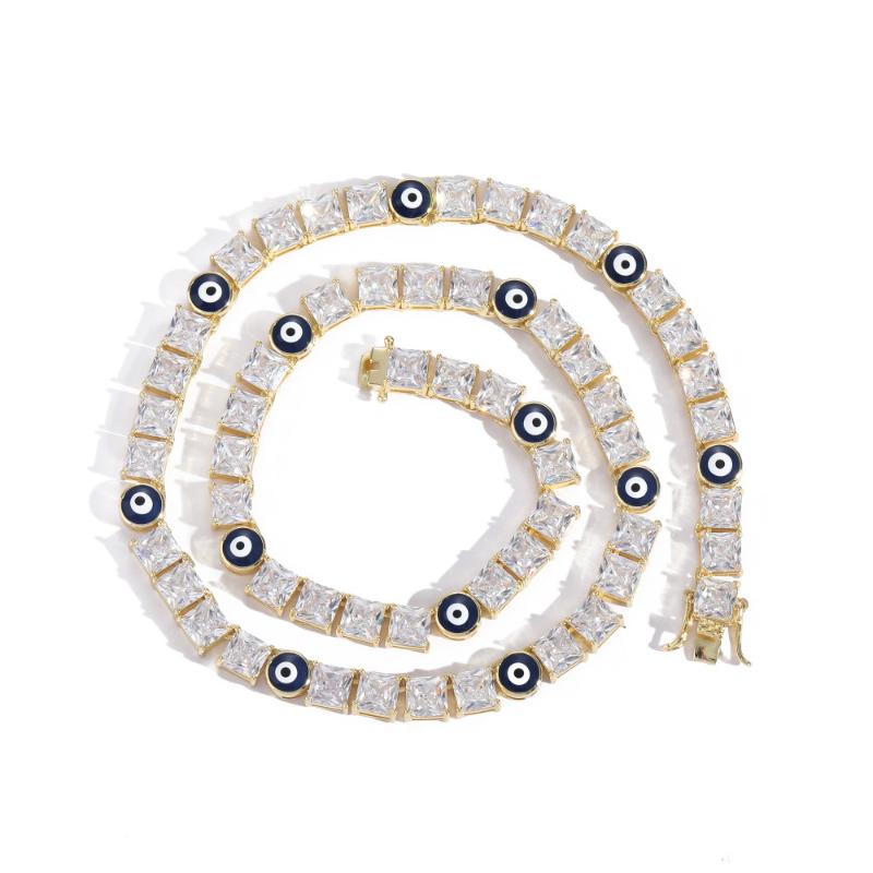 Chains 6mm Hip Hop Claw Square CZ Stone Bling Iced Out Evil Eye Tennis Link Chain Chokers Necklaces For Men Women Rapper Jewelry Gift, Silver
Chains 6mm Hip Hop Claw Square CZ Stone Bling Iced Out Evil Eye Tennis Link Chain Chokers Necklaces For Men Women Rapper Jewelry Gift, Silver