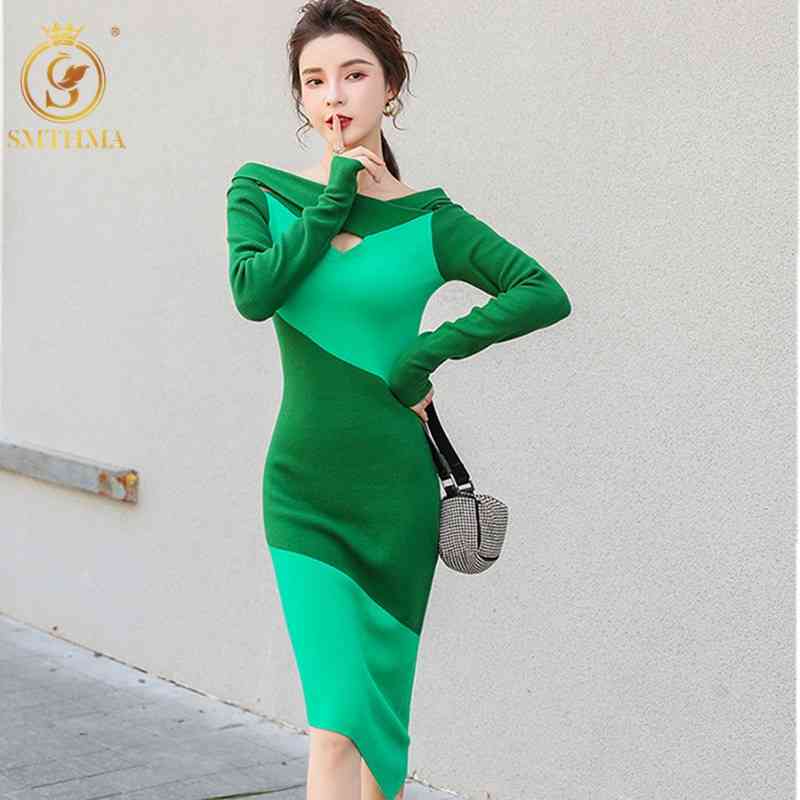 Autumn And Winter Women Elegant Sweater Dress Sexy Off Shoulder Color Matching Casual Slim Bodycon Vestidos 210520, Photo color
Autumn And Winter Women Elegant Sweater Dress Sexy Off Shoulder Color Matching Casual Slim Bodycon Vestidos 210520, Photo color