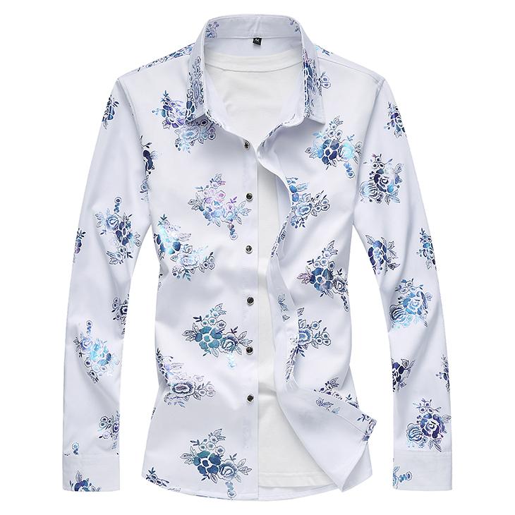 Good Quality 2021 Long Sleeve Mens Casual Shirts Print Plus Size 7XL Regular Fit Men's