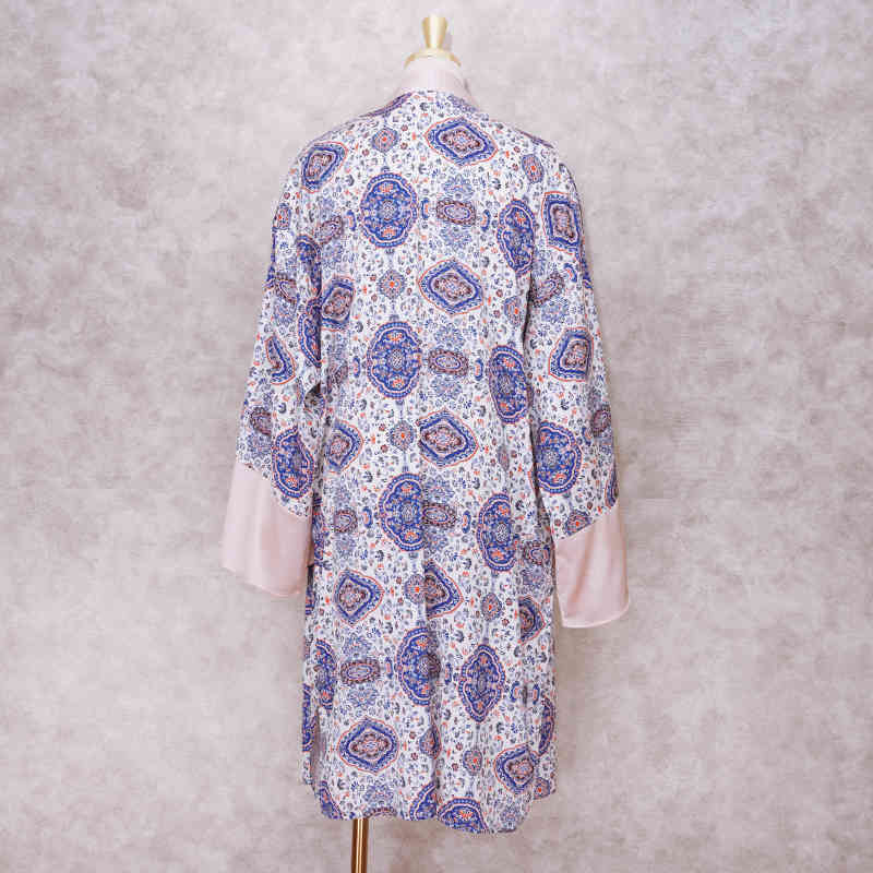 Boho Print Robes Bathing Suit Cover-ups Plus Size Beach Wear Self Belted Kimono Dress Women Summer Swimsuit Cover Up A817 210420