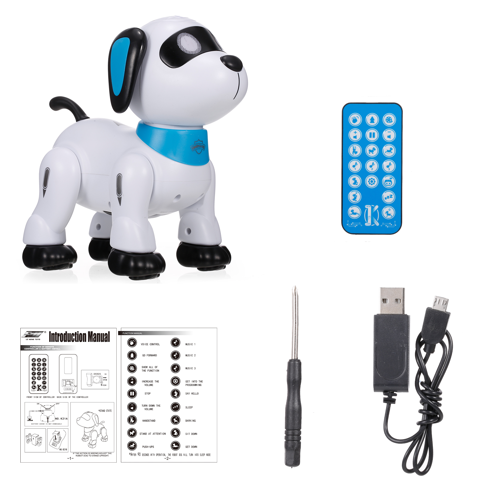 Electronics RobotsLE NENG K21 Electronic Robot Dog Stunt Dog Remote Control Robot Dog Toy Voice Control Music Dancing Toy for Ki