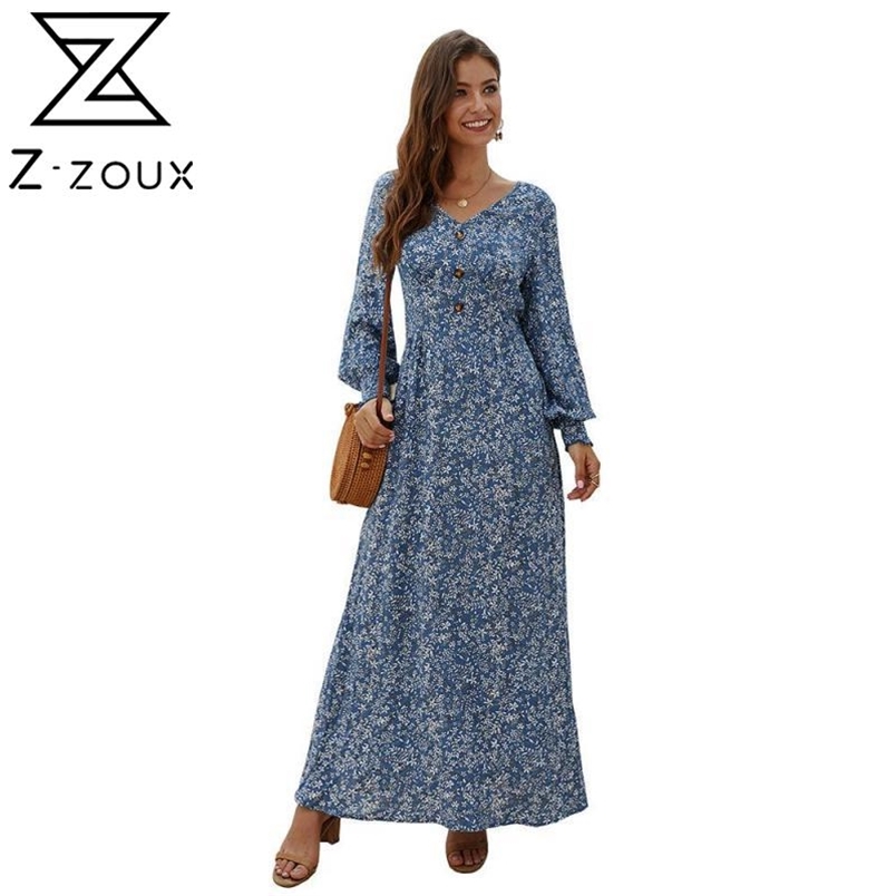 Women Dress V Neck Printed Bohemia es Sexy Long Print Floral Maxi Plus Size Girl Fashion es 210513