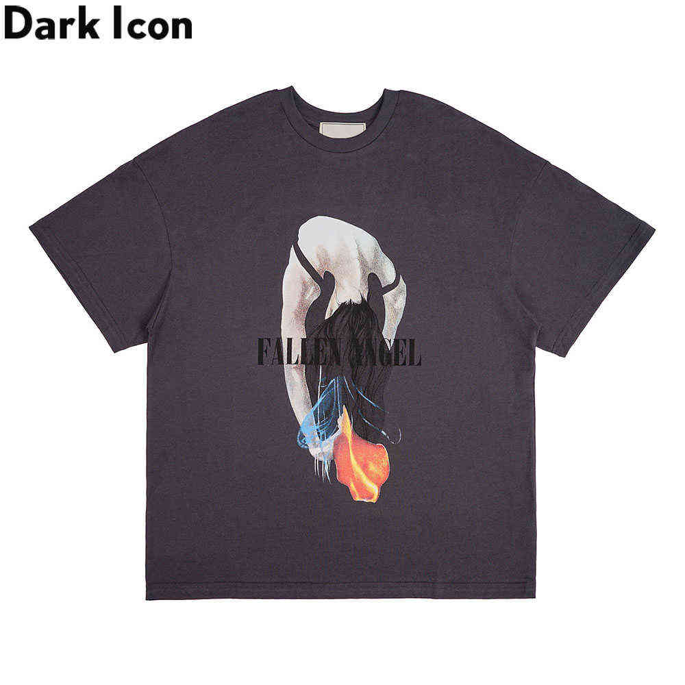 Fallen Angels T-shirt Men Women Printed Crew Neck Hipster Tshirts Black Grey Men's Tee Shirts 210603
