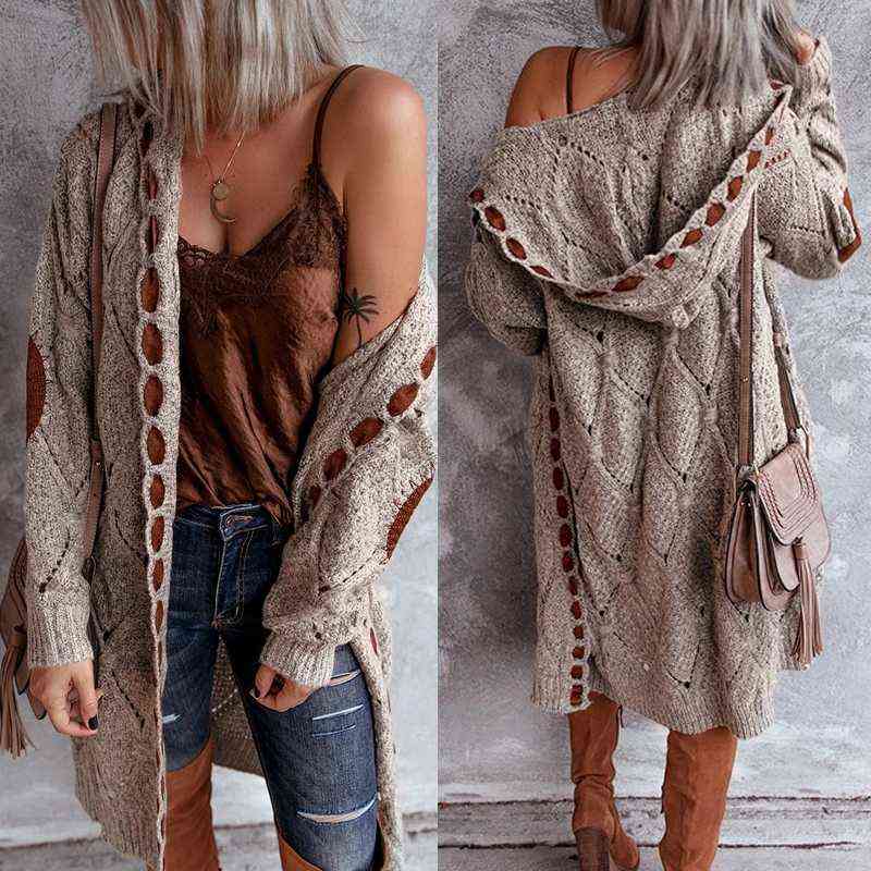 Sweater Women Vintage Elegant Long Cardigan Hooded Ladies Knitted Thick Sexy Cute Girl Korean Japan Harajuku Maxi Streetwear 211117