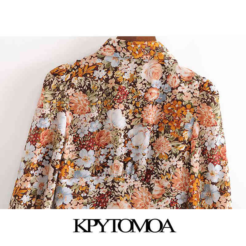 Women Fashion With Bow Tied Floral Print Cropped Blouses Long Sleeve Button-up Female Shirts Chic Tops 210420