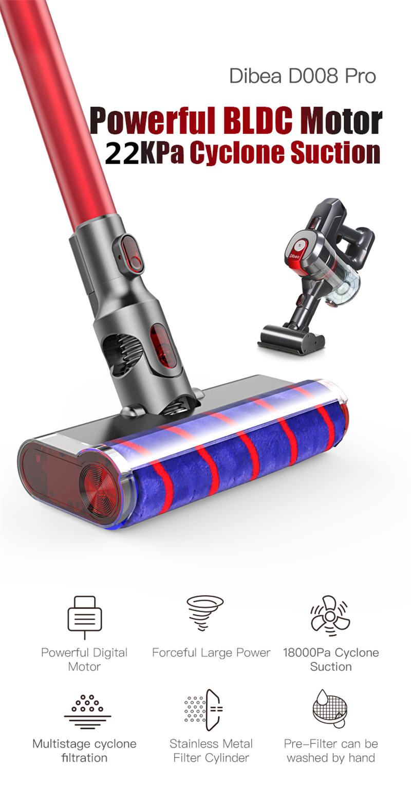 Dibea lightweight home wireless charging handheld vacuum cleaner D008pro 22KPa vacuums cleaners with mite removal electric brush DHL UPS FED
Dibea lightweight home wireless charging handheld vacuum cleaner D008pro 22KPa vacuums cleaners with mite removal electric brush DHL UPS FED