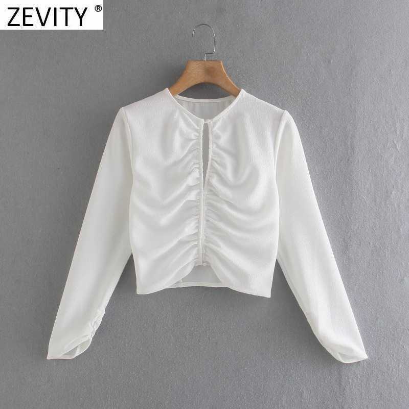 Zevity Women Sexy O Neck Pleated Short Slim Smock Blouse Female Chic Front Hole White Cropped Shirt Brand Blusas Tops LS9118 210603, As pic ls9118xn
Zevity Women Sexy O Neck Pleated Short Slim Smock Blouse Female Chic Front Hole White Cropped Shirt Brand Blusas Tops LS9118 210603, As pic ls9118xn