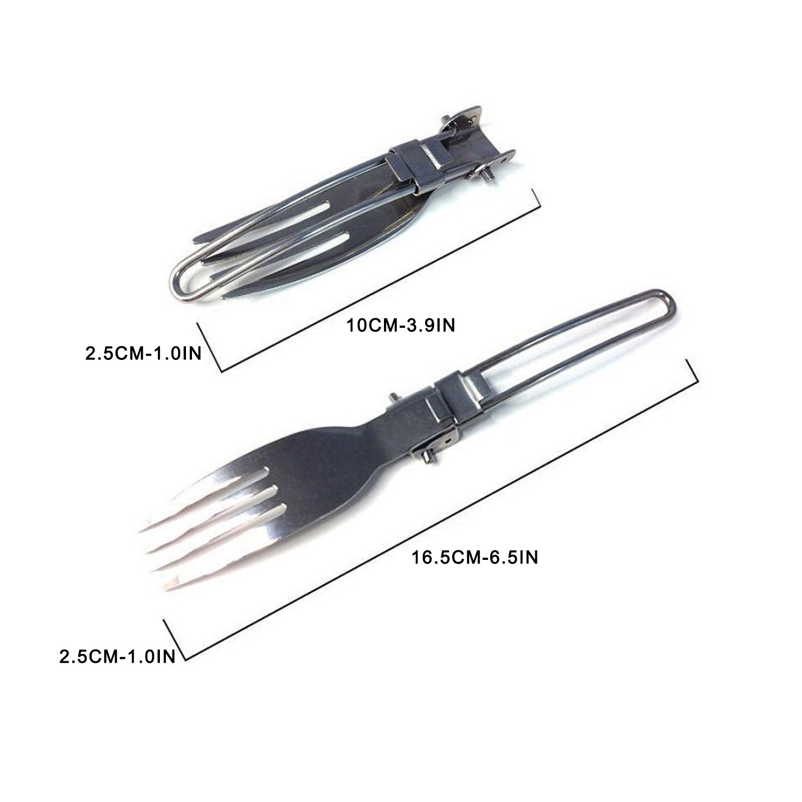 Foldable long pots knapsack stainless steel fork fold knife utensil spoon combined picnic set silverware