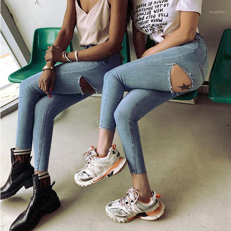 Streetwear Women Denim Blue Trousers Skinny Elastic Jeans For High Waist Ripped Holes Female Pencil Women's
Streetwear Women Denim Blue Trousers Skinny Elastic Jeans For High Waist Ripped Holes Female Pencil Women's