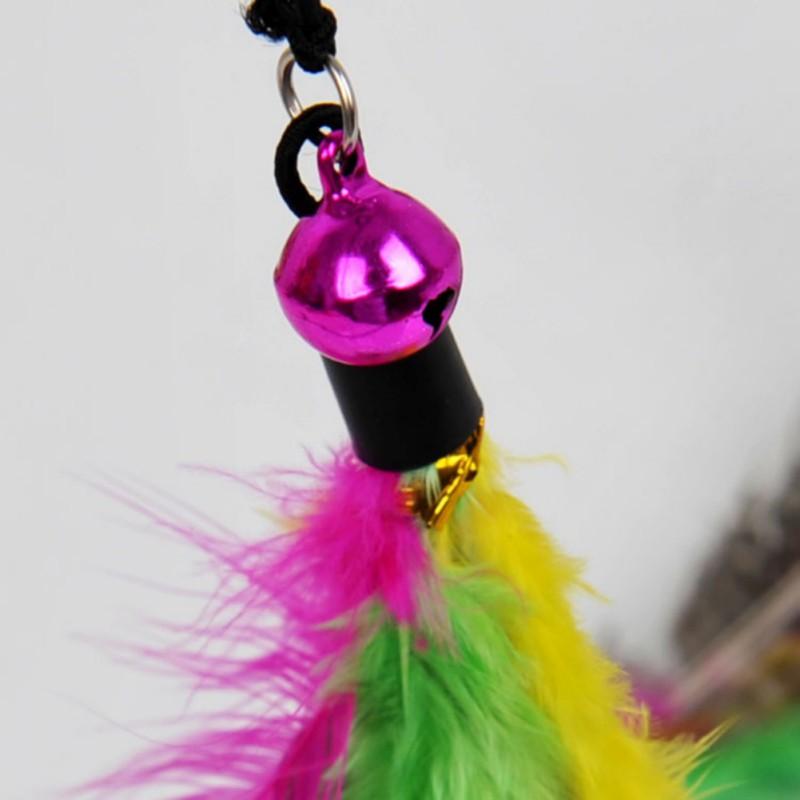 Cat Toys Funny Toy Stick Feather Wand With Small Bell Mouse Cage Plastic Artificial Colorful Teaser Supplies*