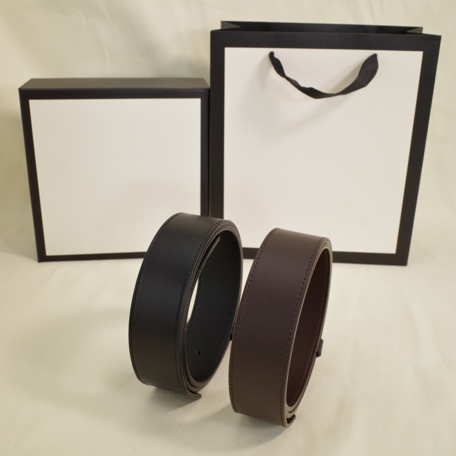 Smooth Buckle Belt Unisex Fashion Man Woman Belts Genuine Leather Width 3.8cm Highly quality with Gift Box