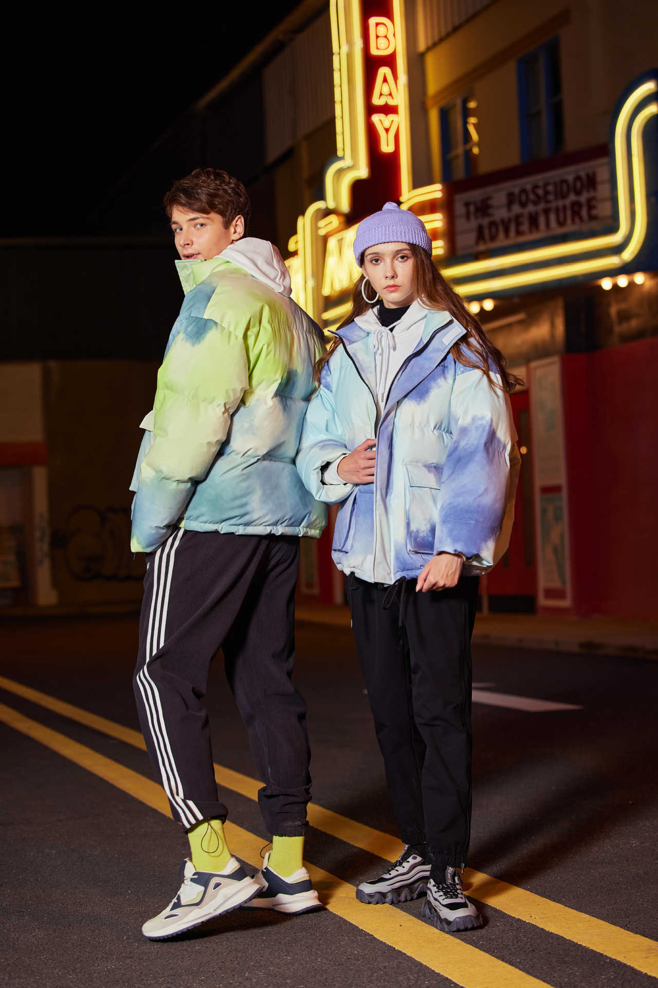 Winter Gradient Down Jacket Men's and Women's Stand Collar Fashion Colorful Down Coat