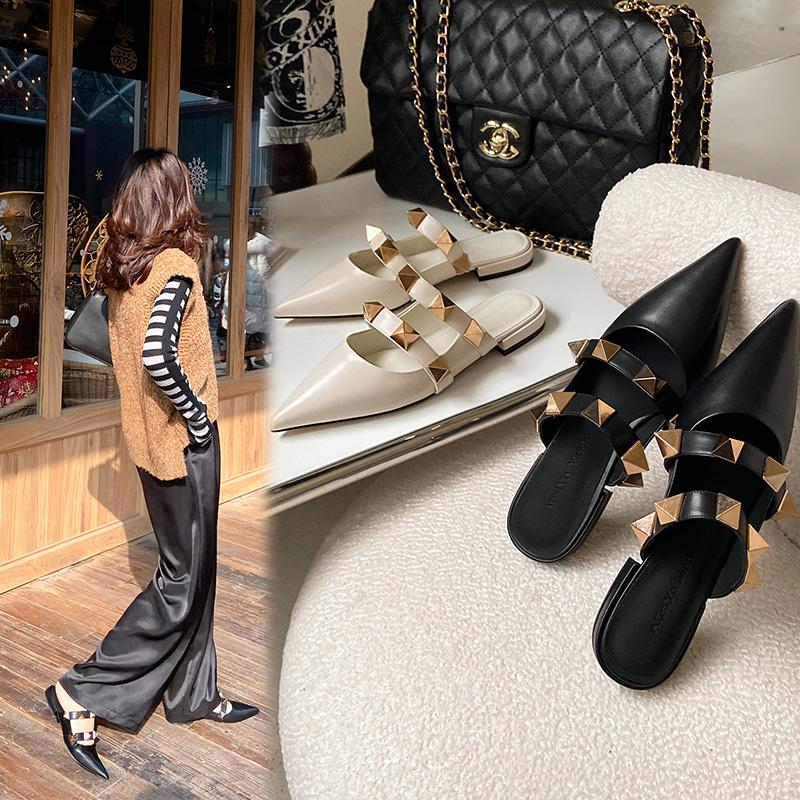 All-match Word With Rivets Half Drag Women's Shoes Spring Shallow Mouth Pointed Slippers Sandals X745, Black
All-match Word With Rivets Half Drag Women's Shoes Spring Shallow Mouth Pointed Slippers Sandals X745, Black