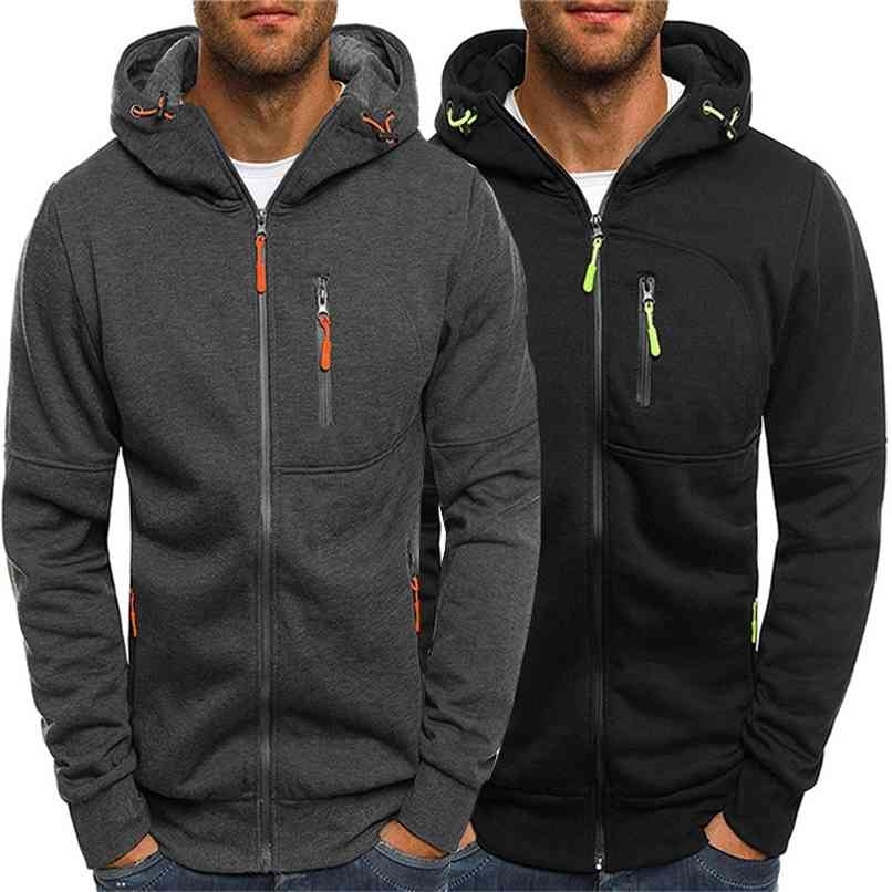 jackets men autumn casual sweatshirt fashion Hip hop hooded jacket men Solid Fleece zipper coats men Winter Jacket 210818