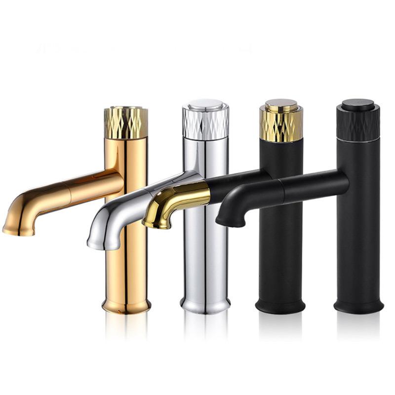 Modern Bathroom Basin Waterfall Tap Press Memory Thermostatic Faucet Gold Black Deck Mounted Cold And Water Mixer Sink Faucets